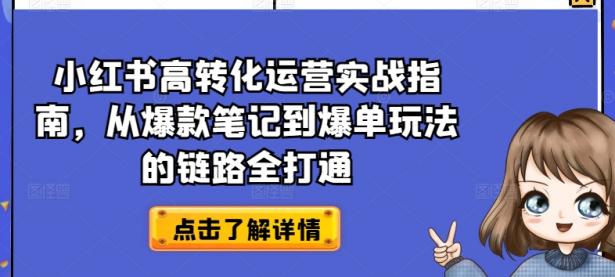 小红书高转化运营实战指南，从爆款笔记到爆单玩法的链路全打通【45670669】