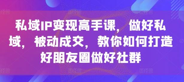 私域IP变现高手课，做好私域，被动成交，教你如何打造好朋友圈做好社群【45670752】