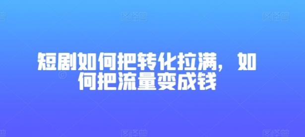 短剧如何把转化拉满，如何把流量变成钱【45670745】