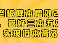 老板降本增效20讲，管好三本五效，实现低本高效【45670732】