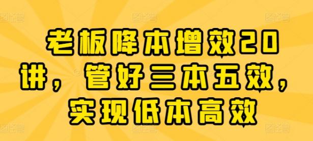 老板降本增效20讲，管好三本五效，实现低本高效【45670732】