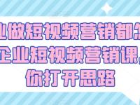 企业做短视频营销都怎么玩?企业短视频营销课，帮你打开思路【45670722】