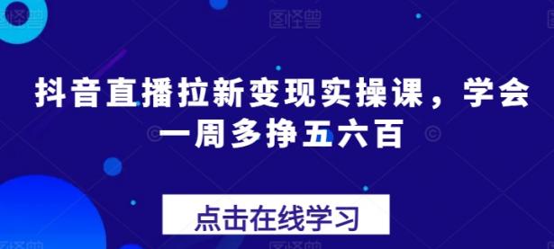 抖音直播拉新变现实操课，学会一周多挣五六百【45670720】