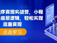 抖音小程序变现实战营，小程序变现的底层逻辑，轻松实现流量变现【45670718】