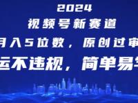 2024视频号新赛道，月入5位数+，原创过审，搬运不违规，简单易学【45670771】