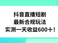 抖音直播短剧最新合规玩法，实测一天变现600+，教程+素材全解析【45670641】