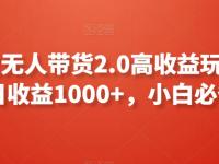 支付宝无人带货2.0高收益玩法，亲测单日收益1000+，小白必备项目【45670635】