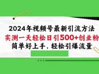 2024年视频号最新引流方法，实测一天轻松日引100+创业粉，简单好上手，轻松引爆流量【45670696】