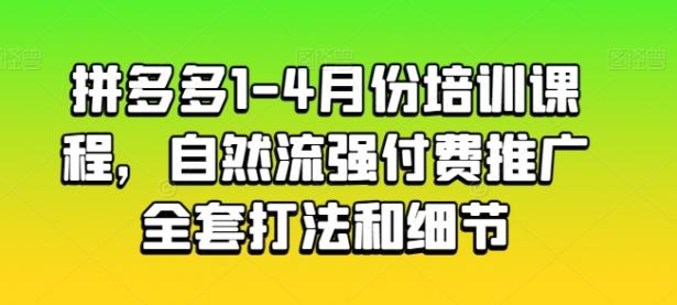 拼多多1-4月份培训课程，自然流强付费推广全套打法和细节【45670687】